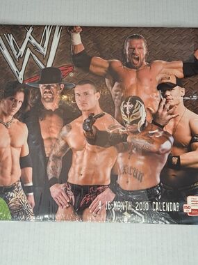 Vintage WWE 2010 A 16-Month Wall Calendar TRIPLE H / UNDERTAKER / JOHN Cena NEW